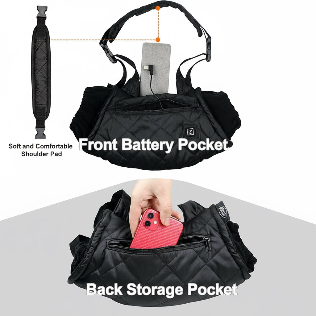 Beheizter Handmuff USB-betrieben mit Gürtel