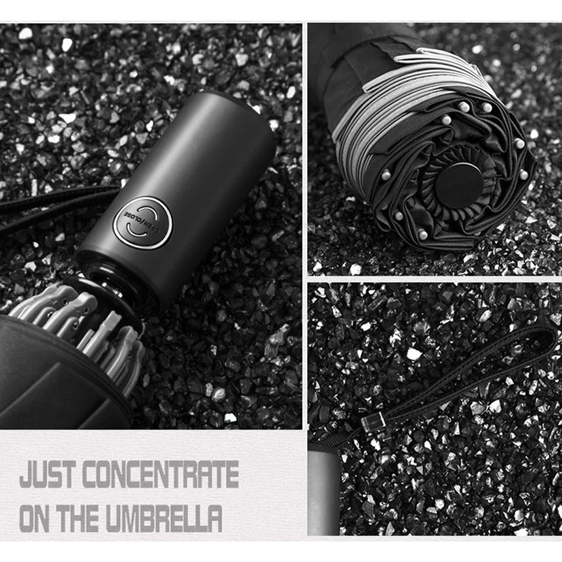 Automatic Reverse Folding Windproof Umbrella with Reflective Strips