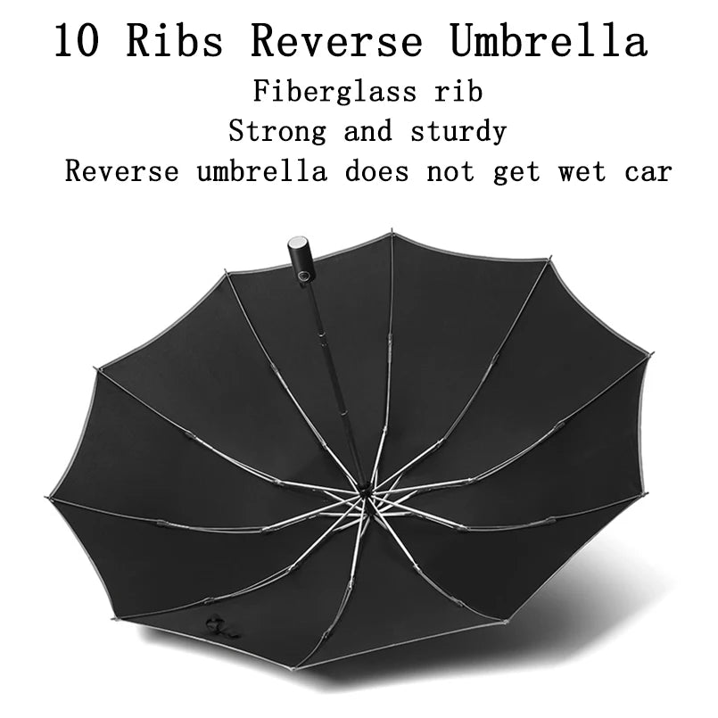 Automatic Reverse Folding Windproof Umbrella with Reflective Strips